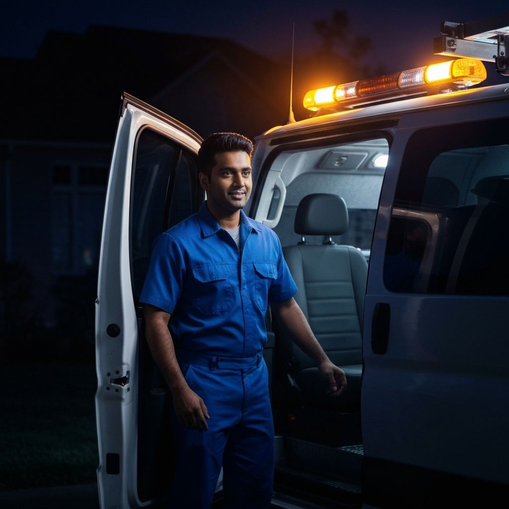Emergency plumber responding